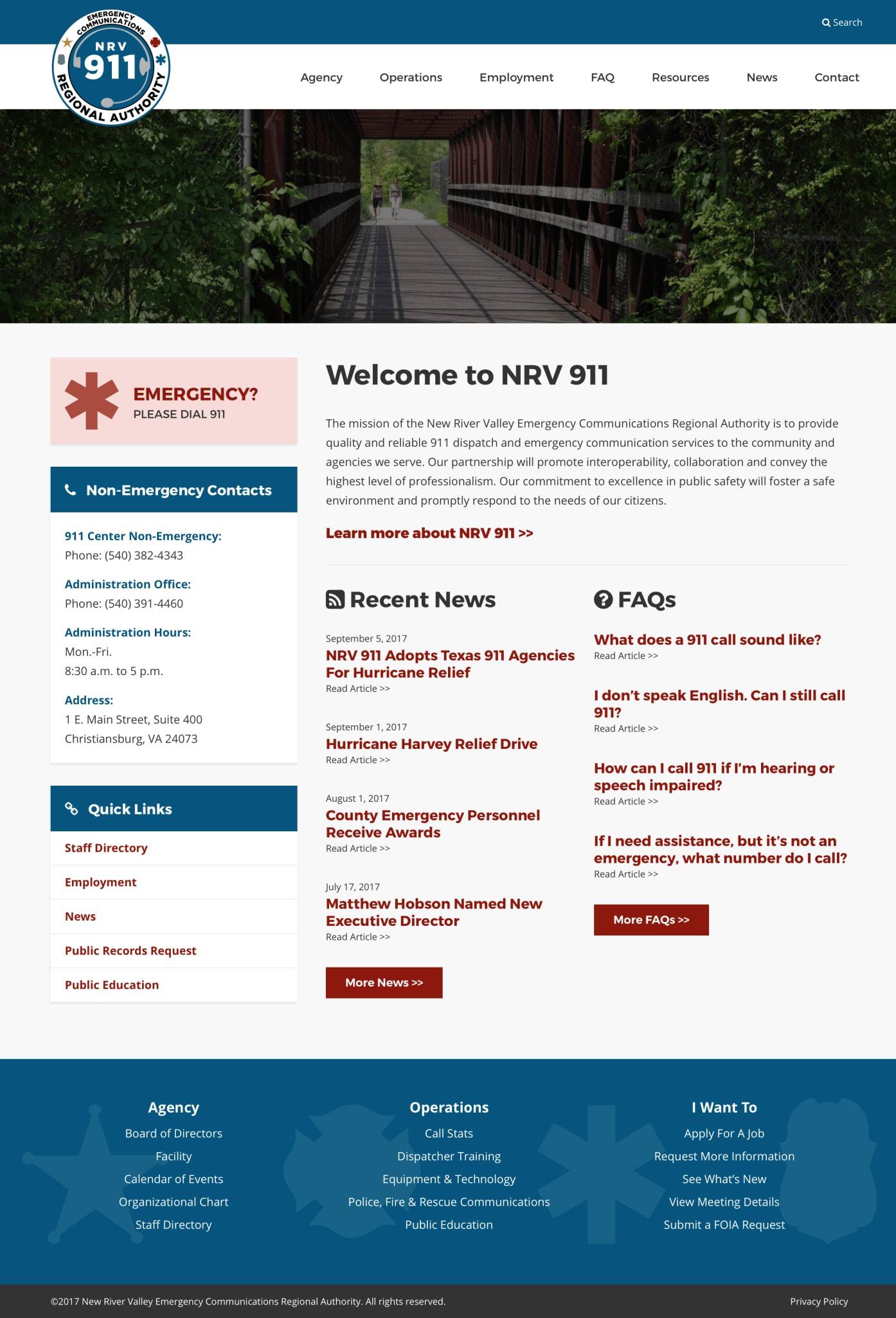 NRV 911 homepage screenshot