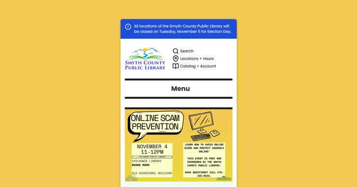 Screenshot of Smyth County Public Libraries Website project