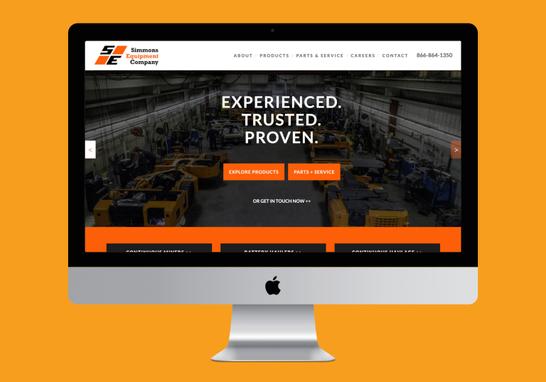 Screenshot of Simmons Equipment Company Web Design project