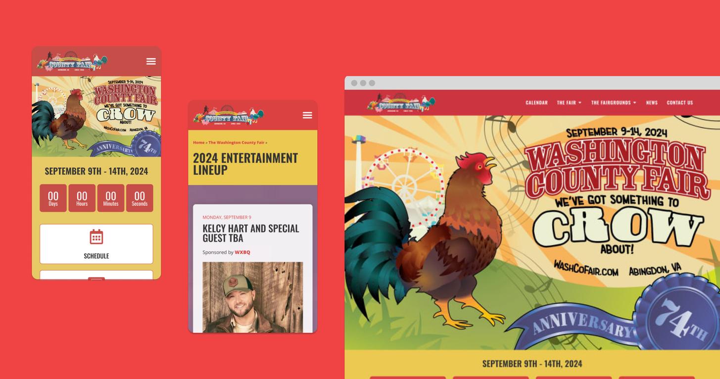 Screenshot of the Washington County Fair & Fairgrounds Website website showing the main interface and design