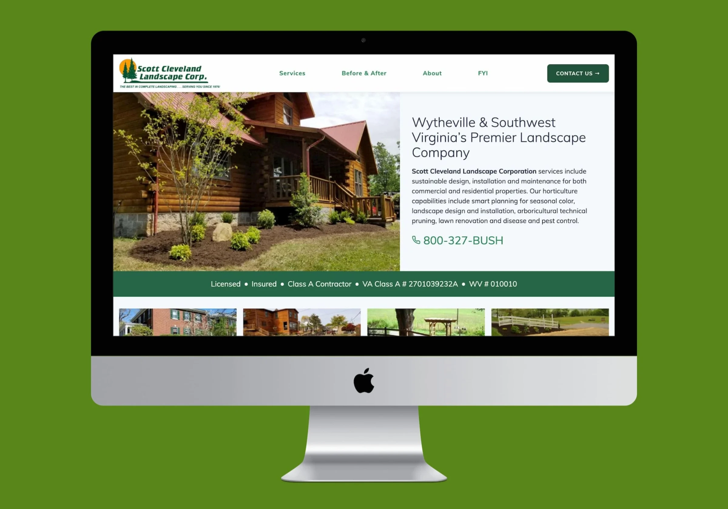 The Scott Cleveland Landscape Website Design website shown on desktop and mobile screens