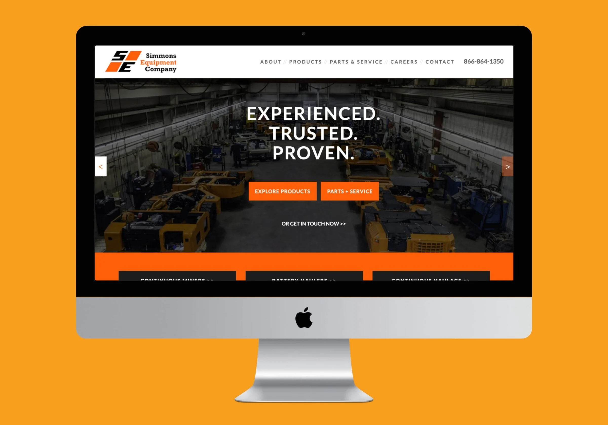 The Simmons Equipment Company Web Design website shown on desktop and mobile screens