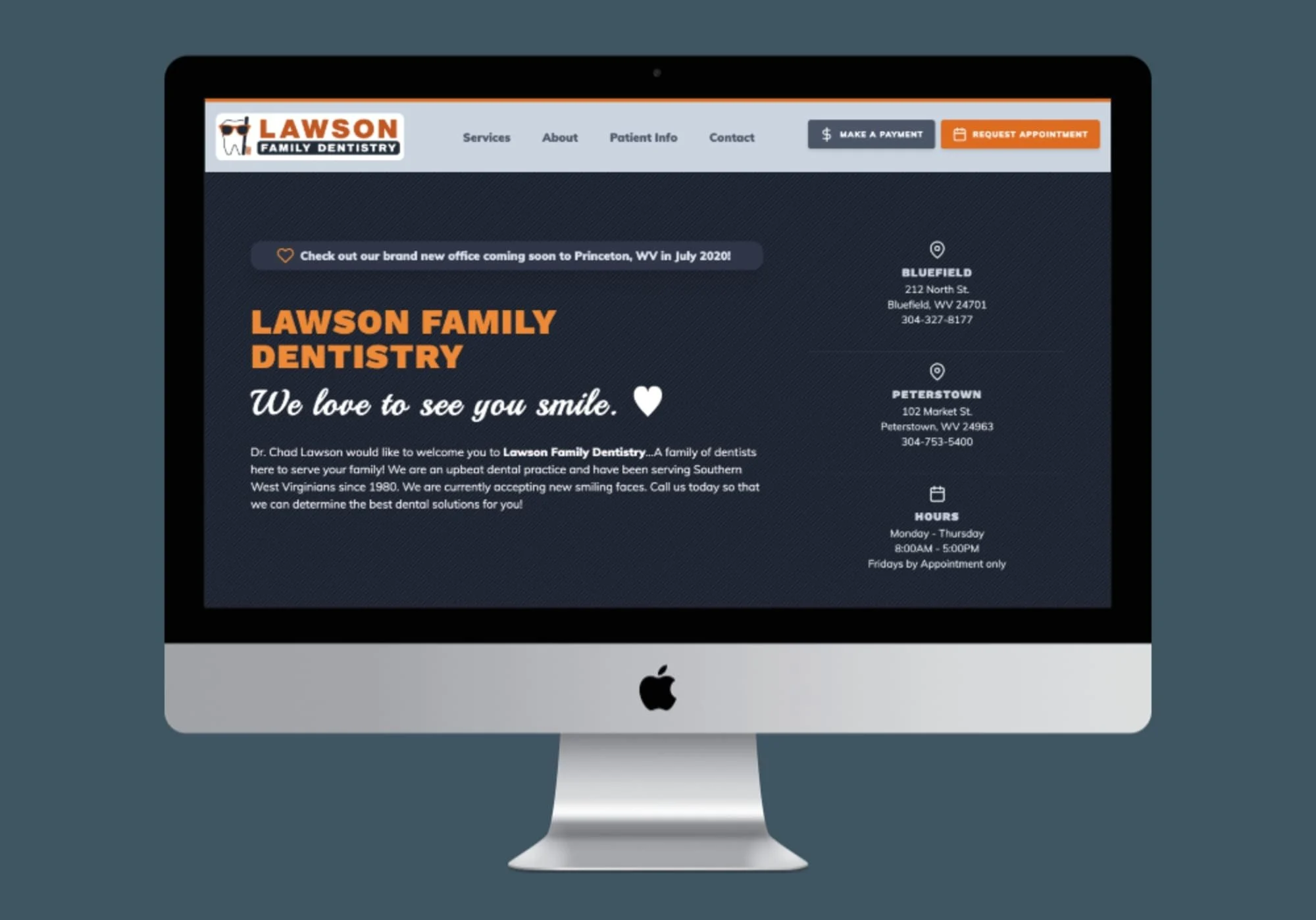 The Lawson Family Dentistry Website Design website shown on desktop and mobile screens